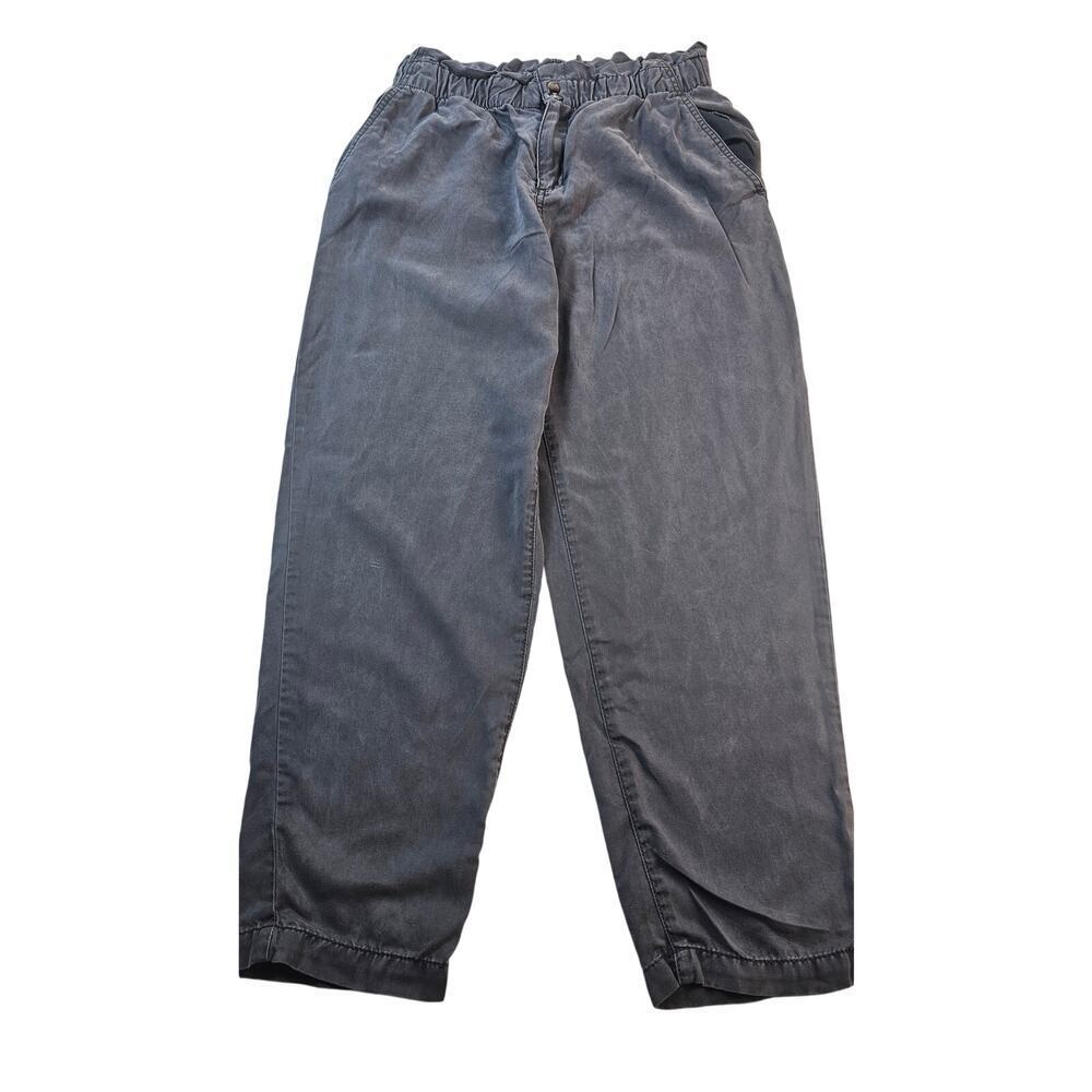 Loft lyocell grey pull on paper bag tapered trousers pants cropped wide leg M